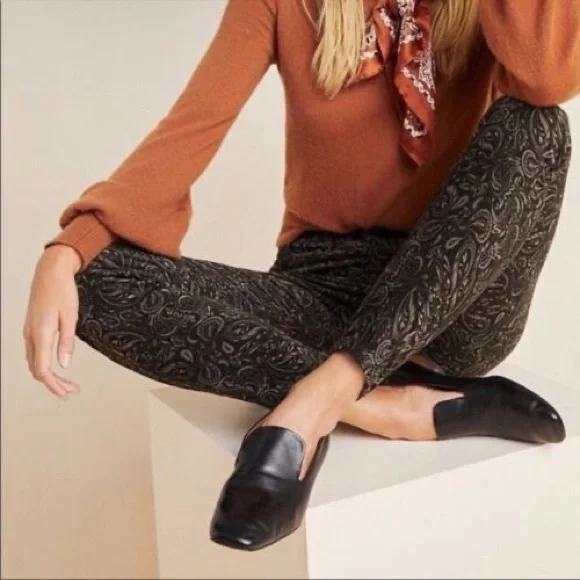 ANTHROPOLOGIE AG Adriano Goldschmied Velvet Paisley High Rise Stevie Ankle Pants - Picture 2 of 14